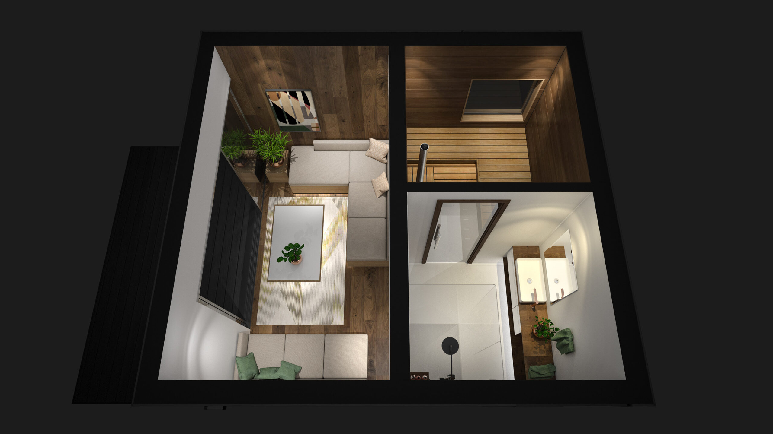 3D ruumiplaneeringud, 3D plaanid, 3D visualiseerimine, Skylight, 3D pealtvaade