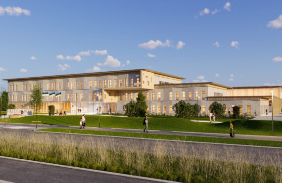 Paldiski hariduslinnaku 3D arhitektuurne visualiseering koos kooli ja linnaruumiga